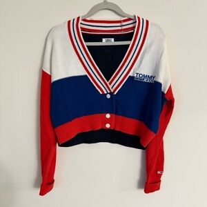 Tommy Hilfiger Cropped Cardigan XXS Red White Blue Preppy School